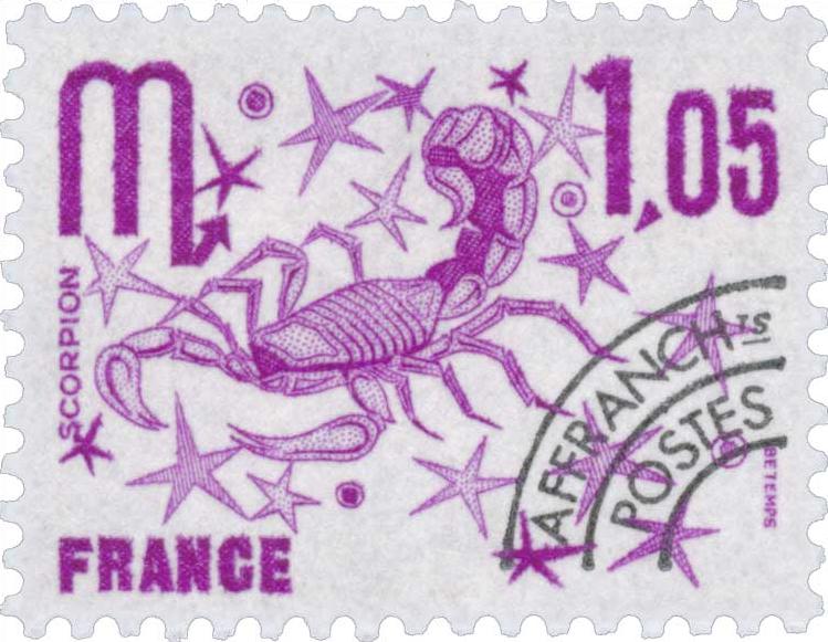 Timbre préoblitéré du zodiaque : Scorpion.