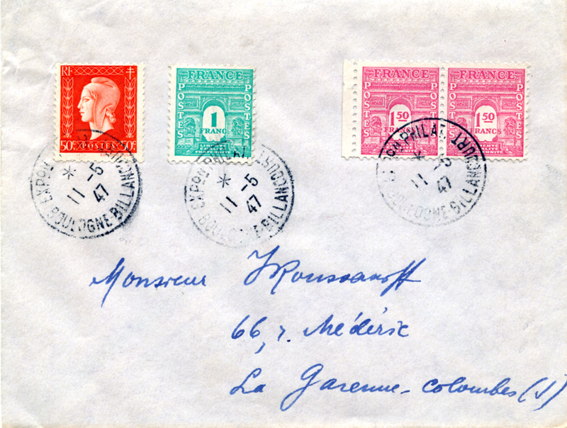 Image enveloppe Expo Philatélique Boulogne-Billancourt 1947.