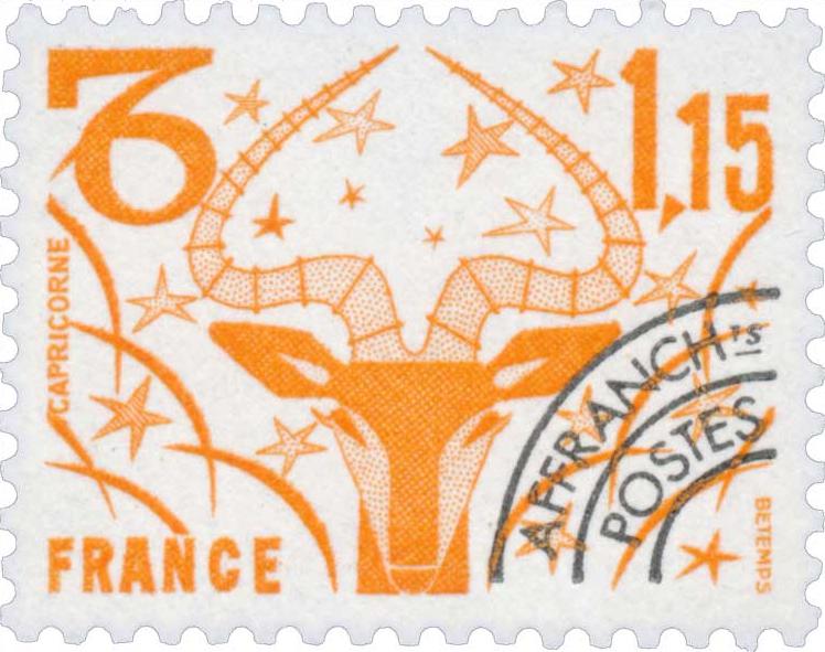 Timbre préoblitéré du zodiaque : Capricorne.